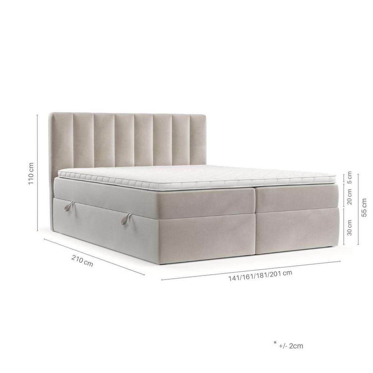 BOXBETT Bari 140/200 cm Hellbeige im Paros Stoff - Beige, Holz/Holzwerkstoff (140/200cm) - AltaBeds