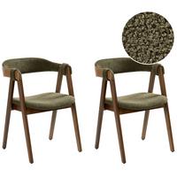 ESSZIMMERSTUHL 2er Set Bouclé Dunkelbraun / Grün Day - Dunkelbraun/Grün, Holz/Textil (55/75/57cm) - Beliani