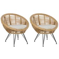 GARTENSTUHL 2er-Set Rattan helles beige Maratea - Beige/Naturfarben, Naturmaterialien (85/85/85cm) - Beliani