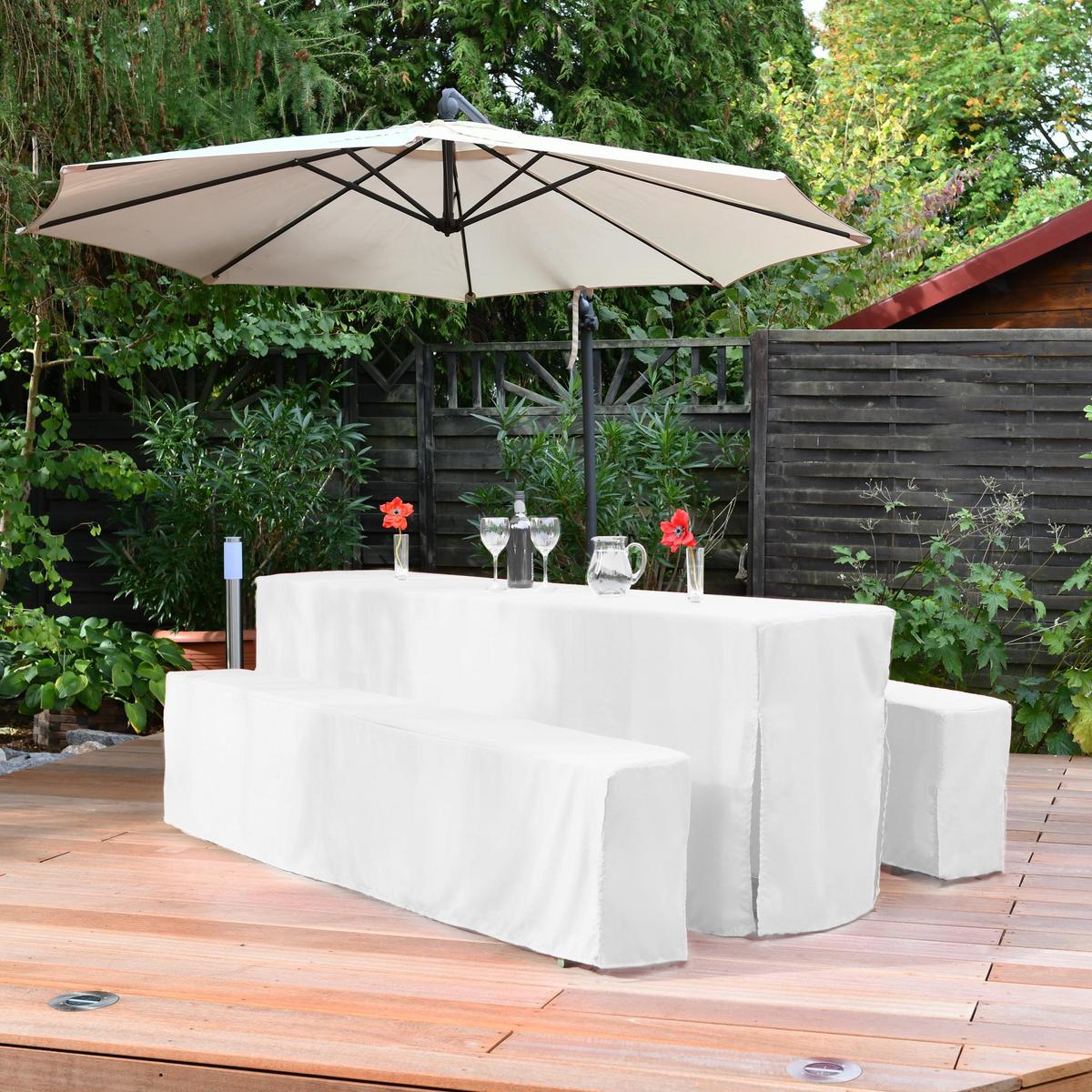 BIERTISCHHUSSE Premium L 70 cm Weiß 3tlg - Weiß, Kunststoff/Textil (70/220cm) - Beautissu 