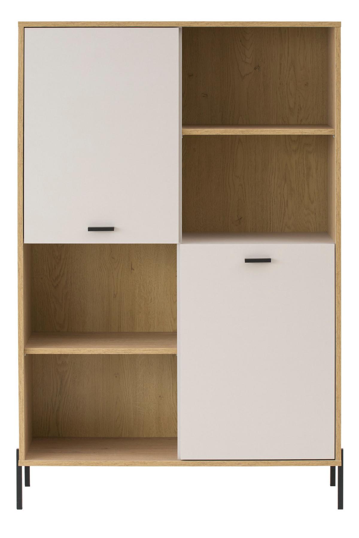 WOHNWAND Kaschmir, Eiche 320 cm Set 2-teilig, Wohnkombination mit Soft-Close - Kaschmir/Eichefarben, Glas/Holzwerkstoff (320/160/40cm) - Furn.Design