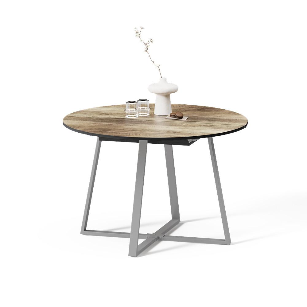 ESSTISCH Firenze Eiche rustikal/Grau 120 x 120 cm ausziehbar - Wildeiche/Grau, Holzwerkstoff (120/120/75.8cm) - Livinity®