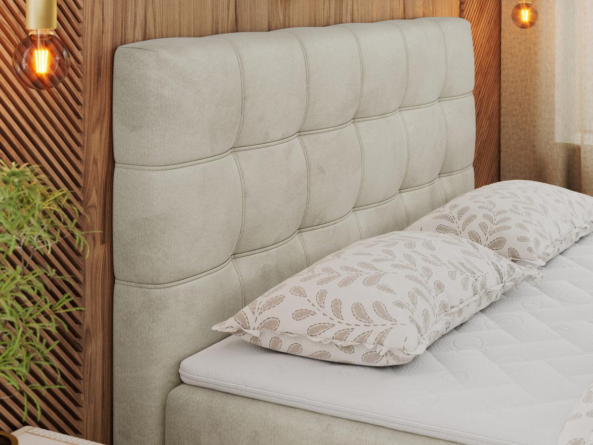 BOXBETT ERNI 160/200 - Beige Velvet - H3 - Beige, Holz/Textil (160/200cm) - MKS