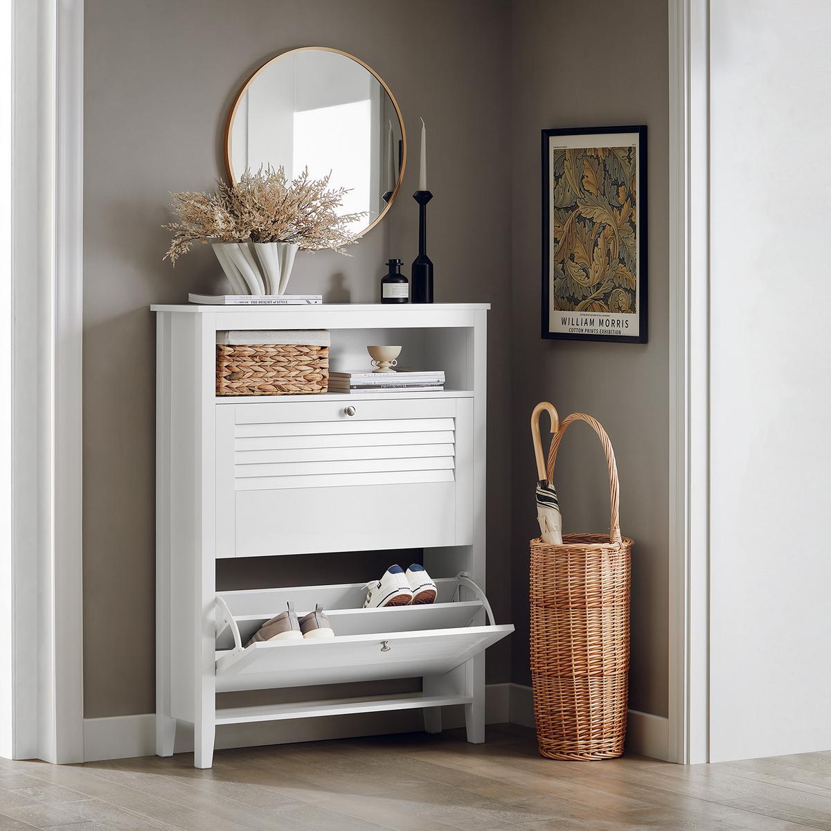 SCHUHSCHRANK Weiß - Weiß, Holzwerkstoff (80/108/25cm) - SoBuy