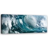 WANDBILD welle ozean - Blau, Textil (90/30cm) - Feeby