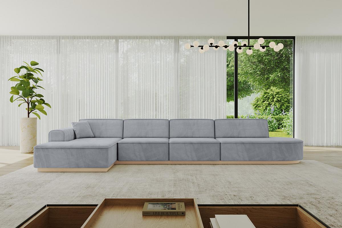 ECKSOFA Ottomane Links IREA-L3 - 412x165x80 cm Grau - Titanfarben, Holzwerkstoff/Textil (412/165cm) - ALTDECOR