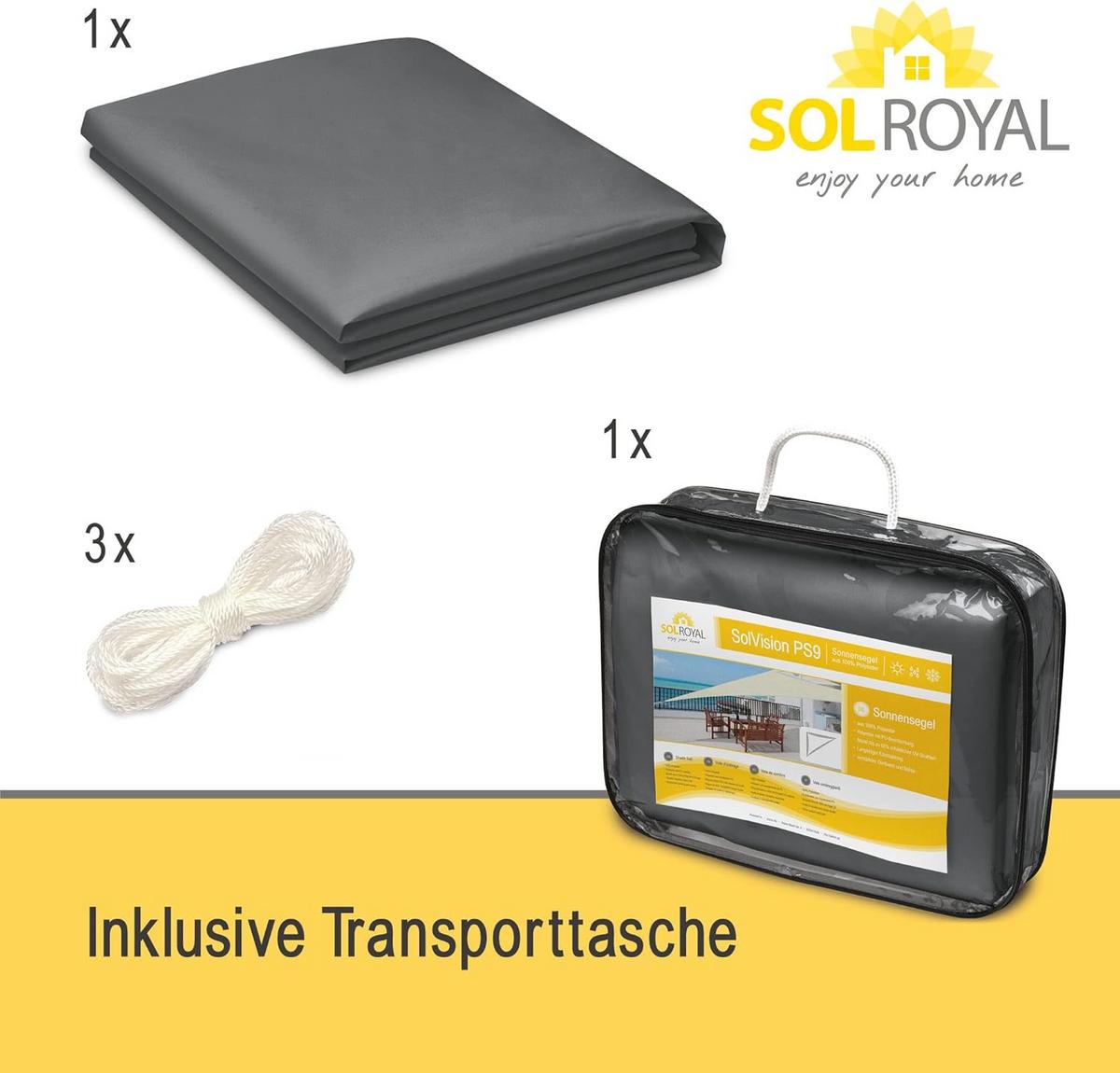 SONNENSEGEL SolVision PS9 360x360x360cm dreieckig Grau PE - Grau, Kunststoff (360/360cm) - Sol Royal