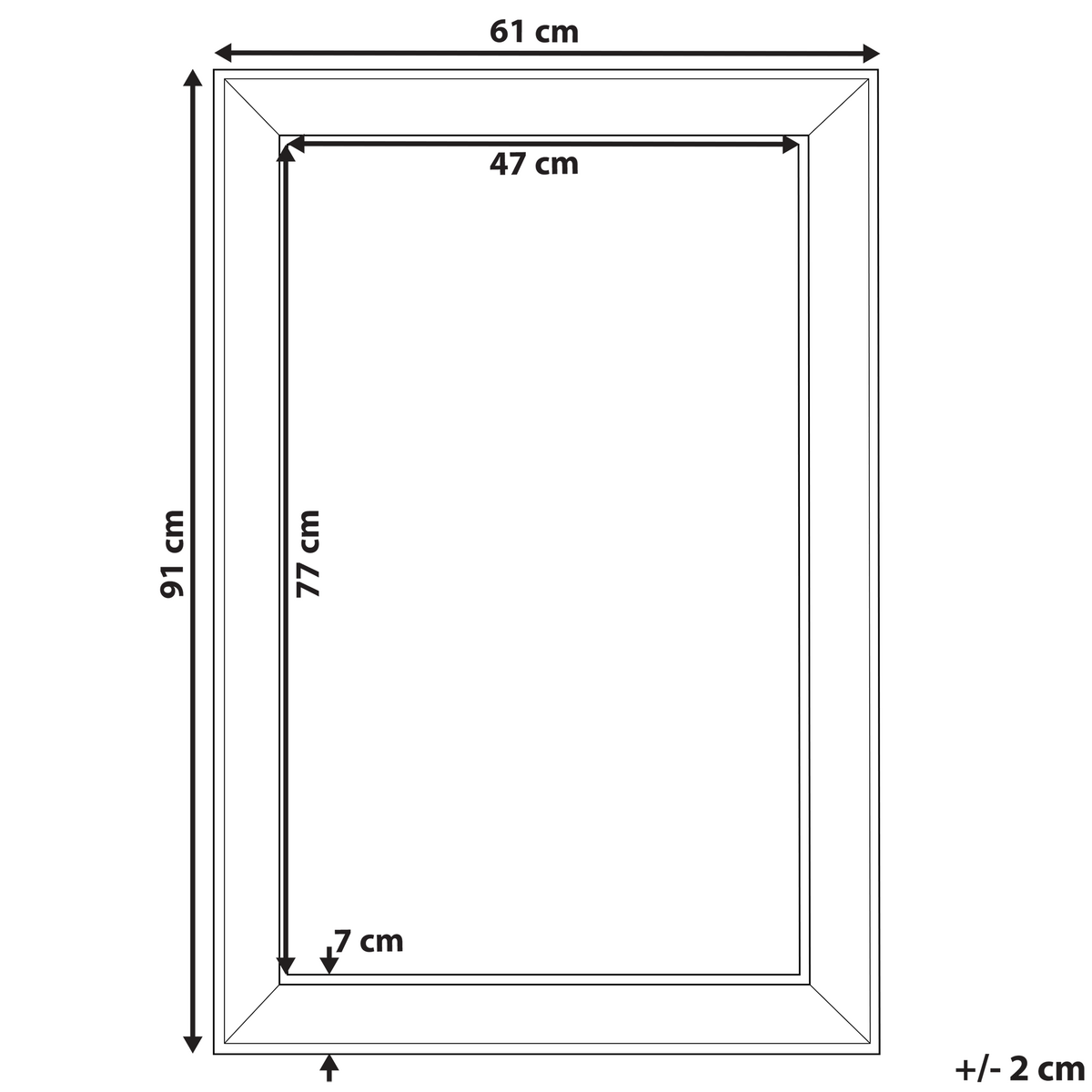WANDSPIEGEL silber rechteckig 61/91 cm Bubry - Silberfarben, Kunststoff (61/91/3cm) - Beliani