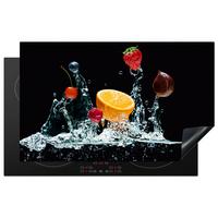 HERDABDECKPLATTE Wasser - Obst - Orange - Erdbeere - Kirsche - Schwarz Ceranfeldabdeckung 85x52 cm - Orange, Kunststoff (85/52/0.2cm) - MuchoWow