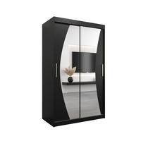 SCHWEBETÜRENSCHRANK 200/120/62 2-türig - Silberfarben/Schwarz, Holz/Kunststoff (120/200/62cm) - MÖBEL KRYSPOL