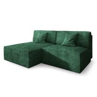 ECKSOFA FIORO P Grün Kordstoff mit Schlaffunktion - Grau/Grün, Holz/Kunststoff (204/148cm) - MASSENO