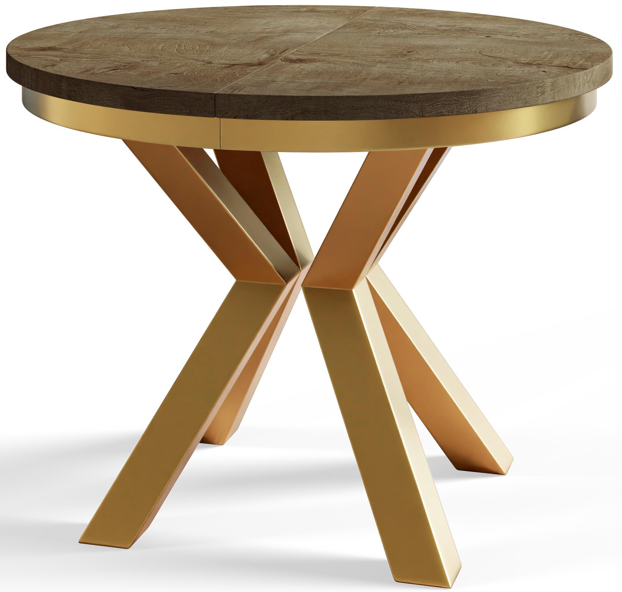 ESSZIMMERTISCH LOFT, ausziehbarer Tisch 120 cm/200 cm, Farbe: Dunkelbraun, mit Metallbeinen in Farbe Gold - Dunkelbraun/Goldfarben, Holzwerkstoff (120/120/76cm) - Alpi-Möbel
