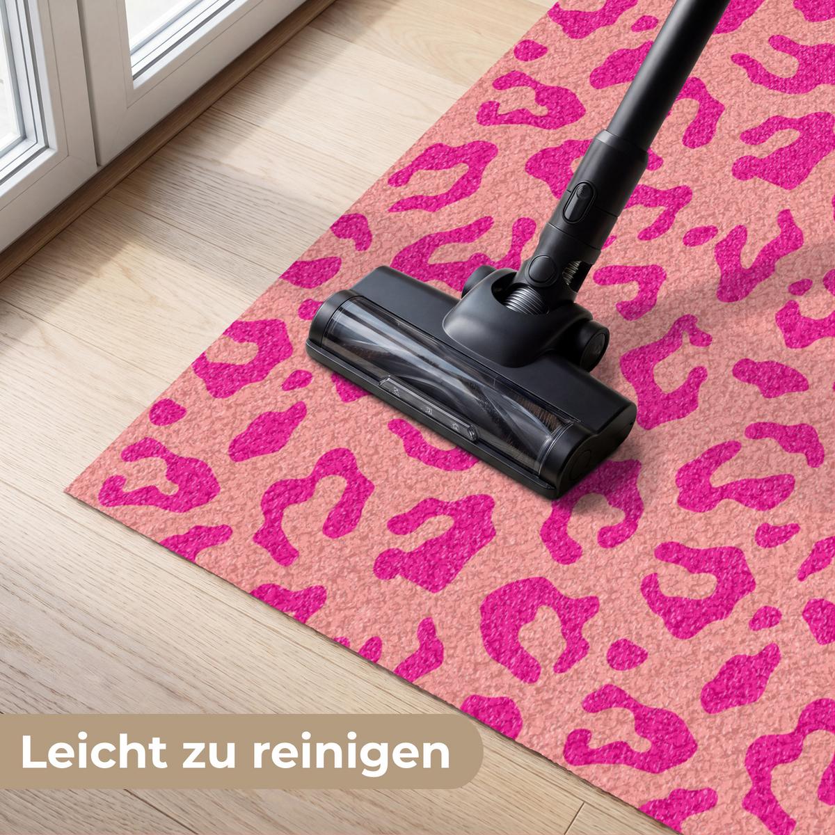 FUSSMATTE Pantherdruck - Rosa - Tierdruck - Minimalistisch Sauberlaufmatte 120x80 cm - Pink, Kunststoff (120/80cm) - MuchoWow
