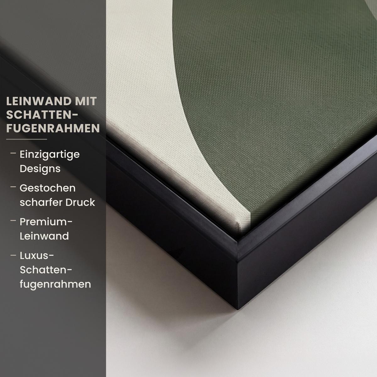 LEINWAND Bilder mit Rahmen - Japandi - Grün - Abstrakt - Modern - 30x40 - Salbeigrün, Textil (30/40cm) - MuchoWow