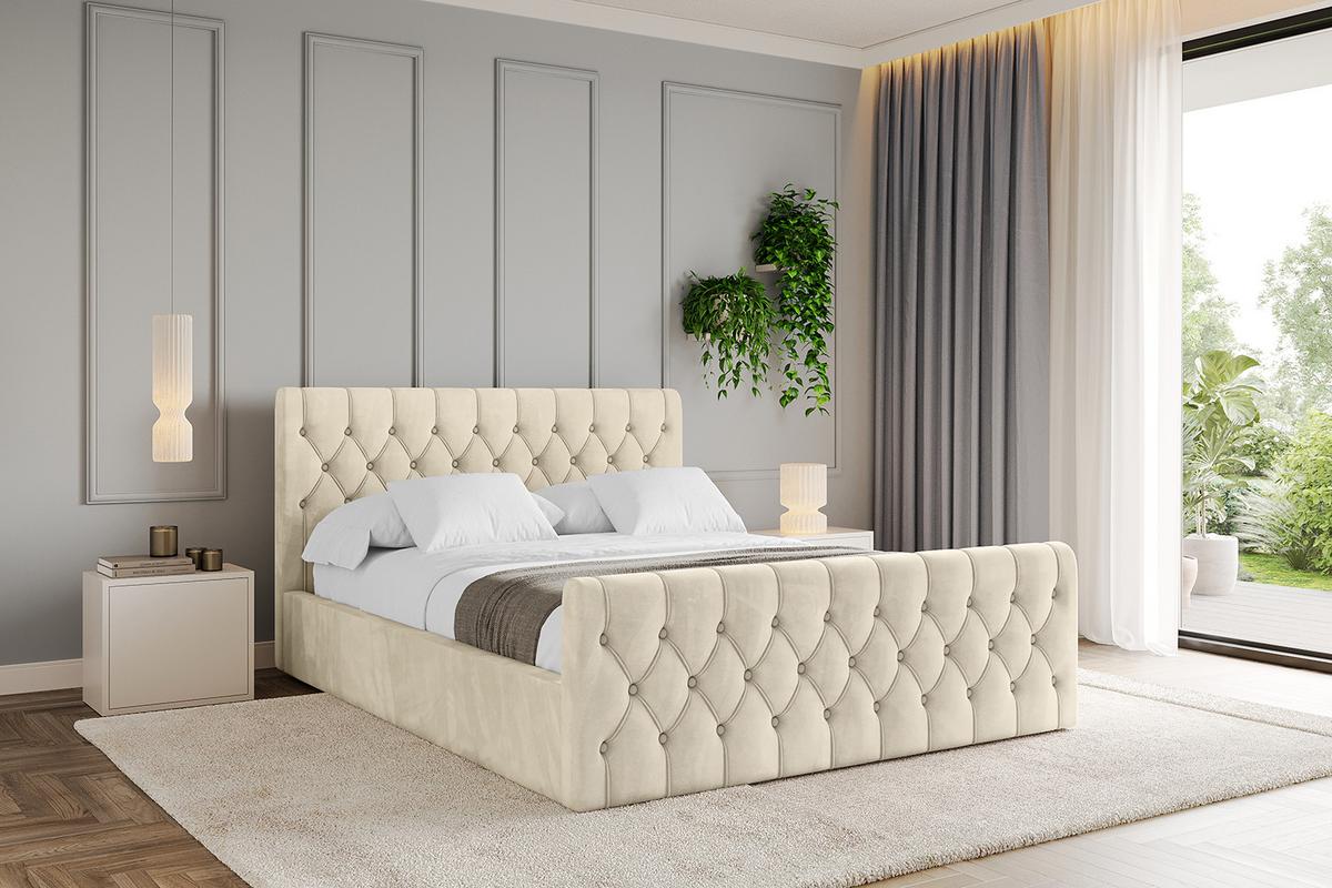 POLSTERBETT mit Bettkasten, Fußteil und Lattenrost, Boxbett ohne Matratze - RENO-Z 180x200 Beige - Ecru, Holzwerkstoff/Textil (180/200cm) - ALTDECOR