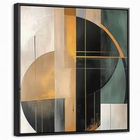 LEINWAND Bilder mit Rahmen - Abstrakt - Gold - Bronze - Grün - Formen - Modern - 50x50 - Multicolor, Textil (50/50cm) - MuchoWow