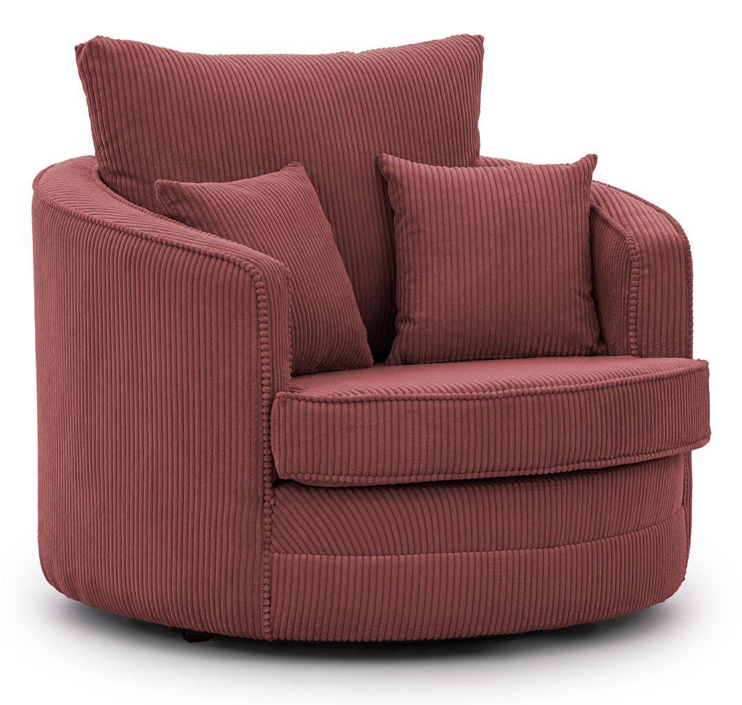 DREHSESSEL Ted aus Terrakotta Cord-Stoff - Terracotta/Schwarz, Holz/Textil (107/94/100cm) - S-Style Möbel