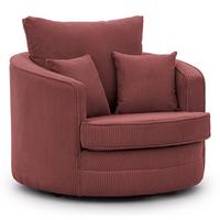 DREHSESSEL Ted aus Terrakotta Cord-Stoff - Terracotta/Schwarz, Holz/Textil (107/94/100cm) - S-Style Möbel