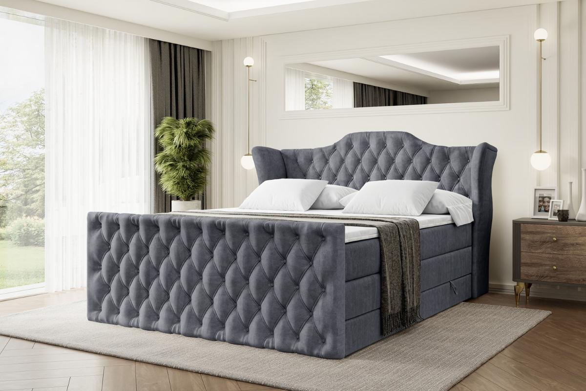 BOXSPRINGBETT VILA-Z KING - 140x200 - H3/H4 - Dunkelgrau - Dunkelgrau, Holzwerkstoff (140/200cm) - ALTDECOR