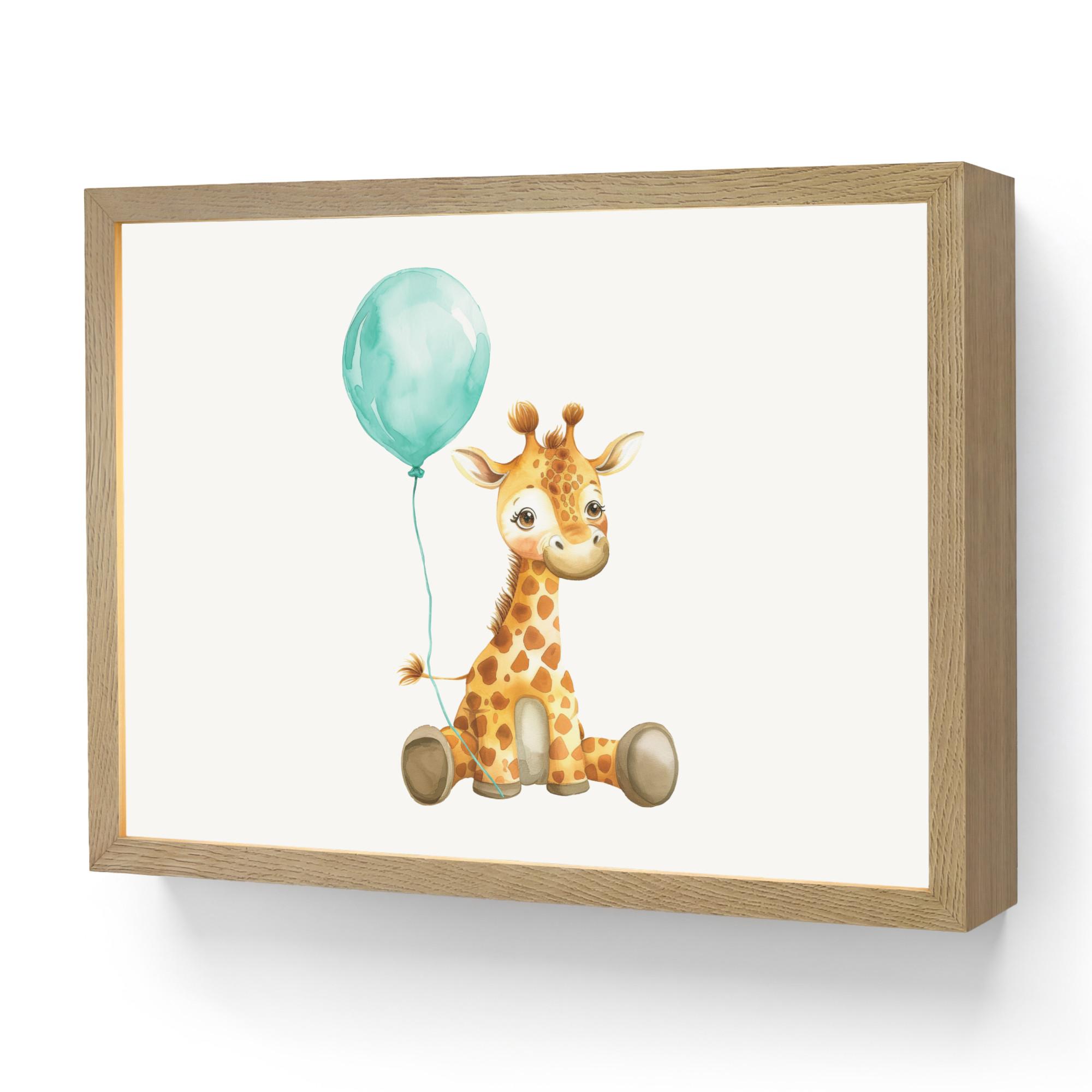NACHTTISCHLAMPE MIT AKKU Giraffe - Baby - Tiere - Blauer Ballon 40x30 cm - Weiß, Holzwerkstoff (8/40/30cm) - OnlyWow