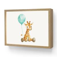 WANDLEUCHTE MIT AKKU Giraffe - Baby - Tiere - Blauer Ballon 40x30 cm - Weiß, Holzwerkstoff (40/30/8cm) - OnlyWow