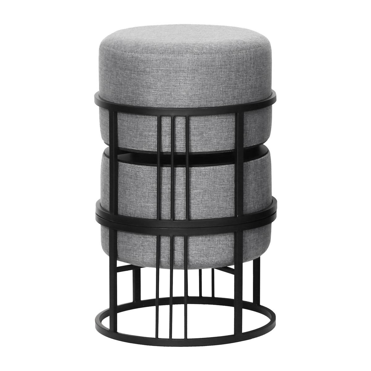 HOCKER-SET 2-TLG. Tas - Hellgrau/Schwarz, Holzwerkstoff/Textil (38/38/38cm) - [en.casa]