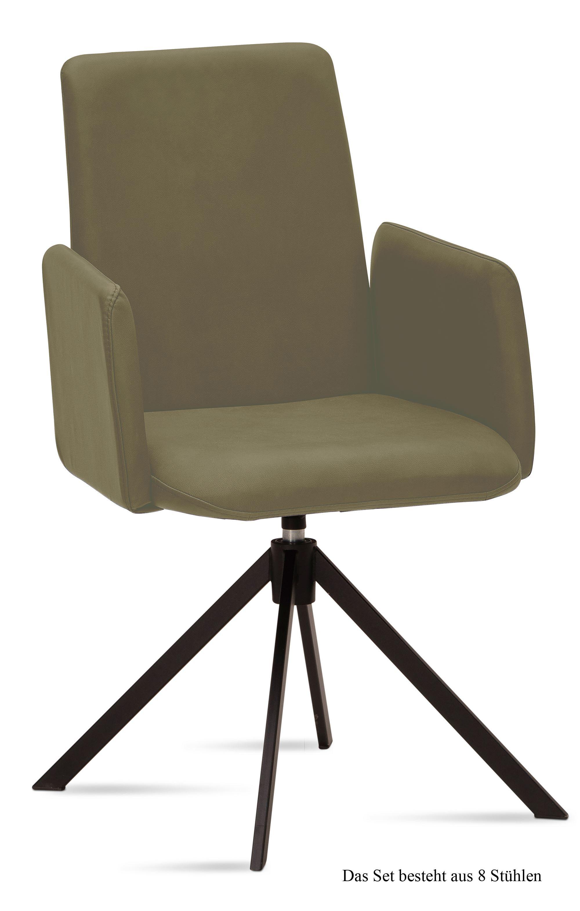 ARMLEHNSTUHL drehbar (8er-Set) Deasia 52x92x60 Schwarz/Olivgrün - Schwarz/Olivgrün, Kunststoff (60/92/52cm) - 58aufmkessel