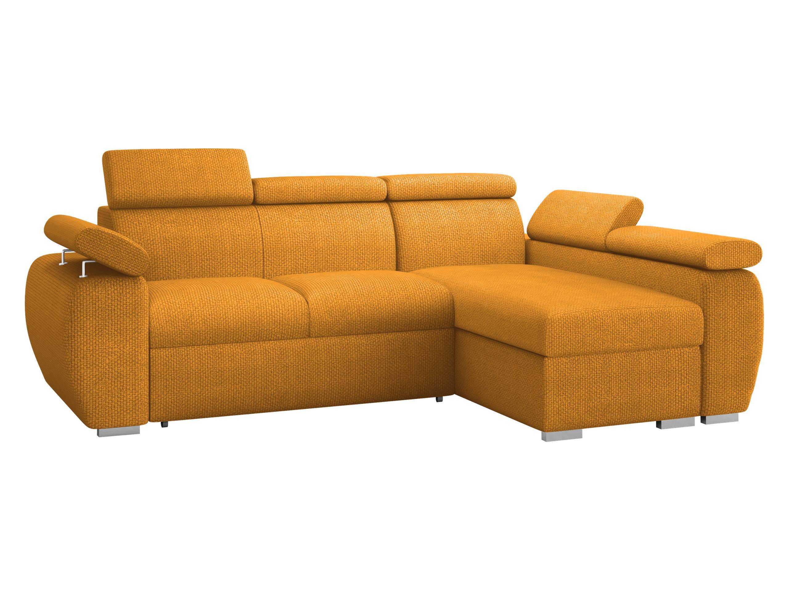 ECKSOFA Boston Mini, Seite: Rechts - 2R+LC - Currygelb/Chromfarben, Holz/Textil (255/170cm) - MIRJAN24