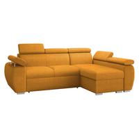 ECKSOFA Boston Mini, Seite: Rechts - 2R+LC - Currygelb/Chromfarben, Holz/Textil (255/170cm) - MIRJAN24
