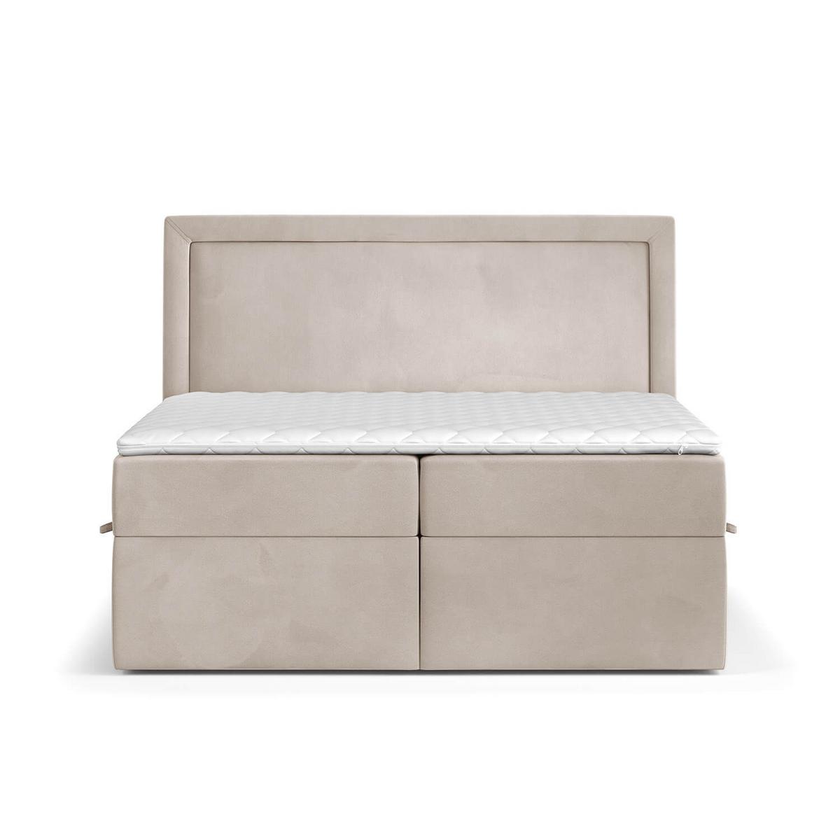 BOXBETT Jodan 140/200 cm Beige im Magic Velvet Stoff - Beige/Schwarz, Holz/Holzwerkstoff (140/200cm) - AltaBeds