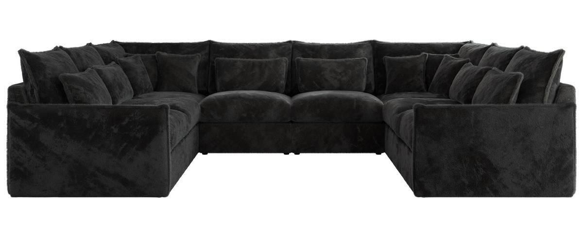 WOHNLANDSCHAFT VERSO U 8M Dunkelgrau Plüsch - Dunkelgrau/Schwarz, Kunststoff/Textil (362/93/270cm) - MKS