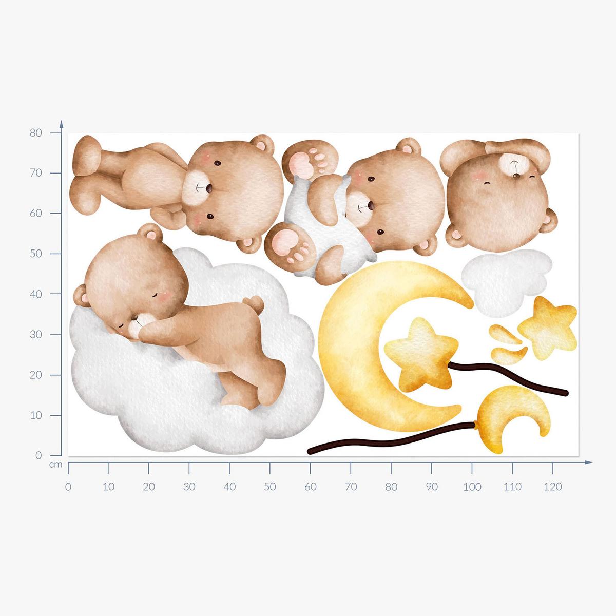 WANDAUFKLEBER 80x126cm - Niedliche Teddybären - Multicolor, Kunststoff (80/126/0.1cm) - Wallfluent