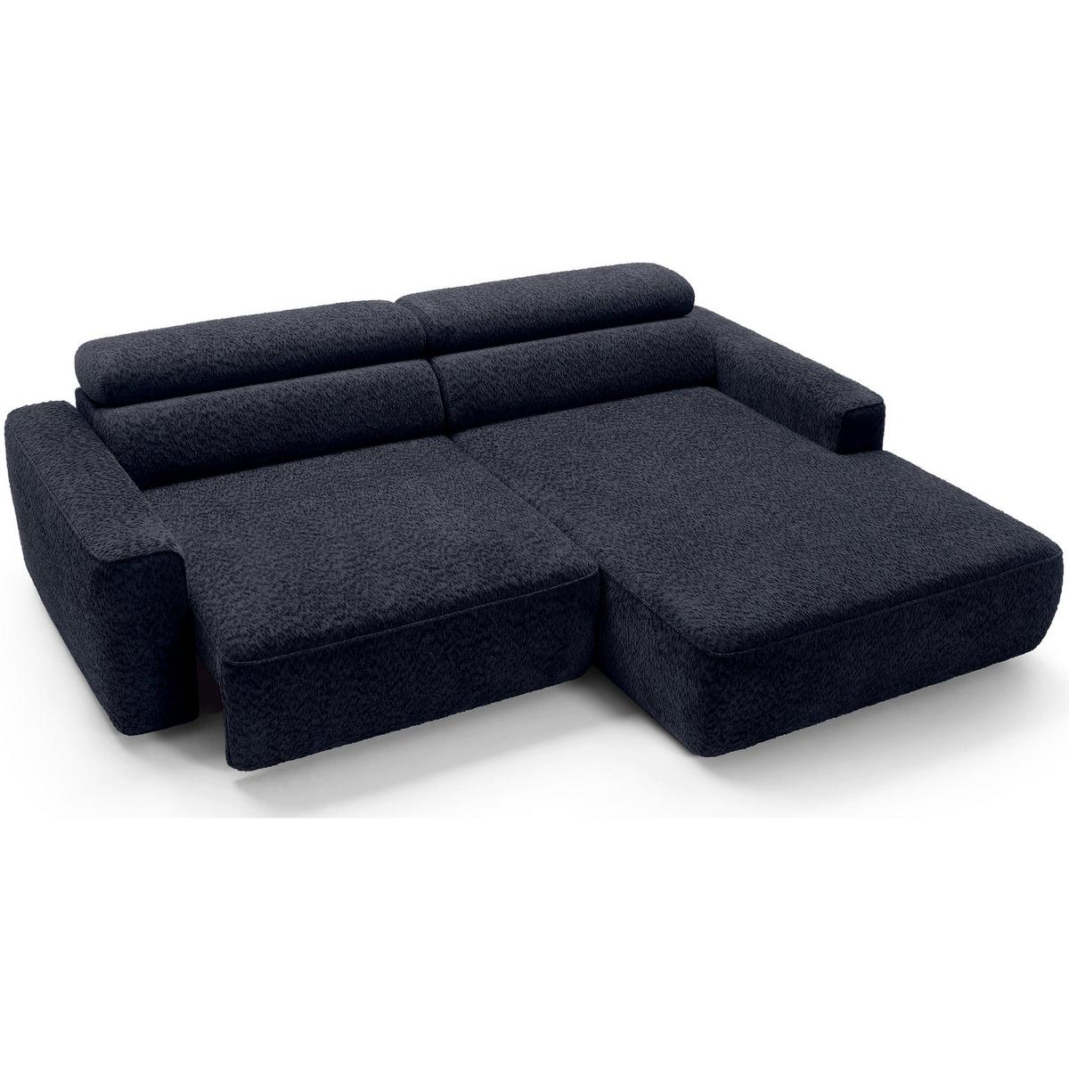 ECKSOFA Fando Navyblau Chenille - Schwarz/Dunkelblau, Kunststoff/Textil (182/252cm) - Selsey