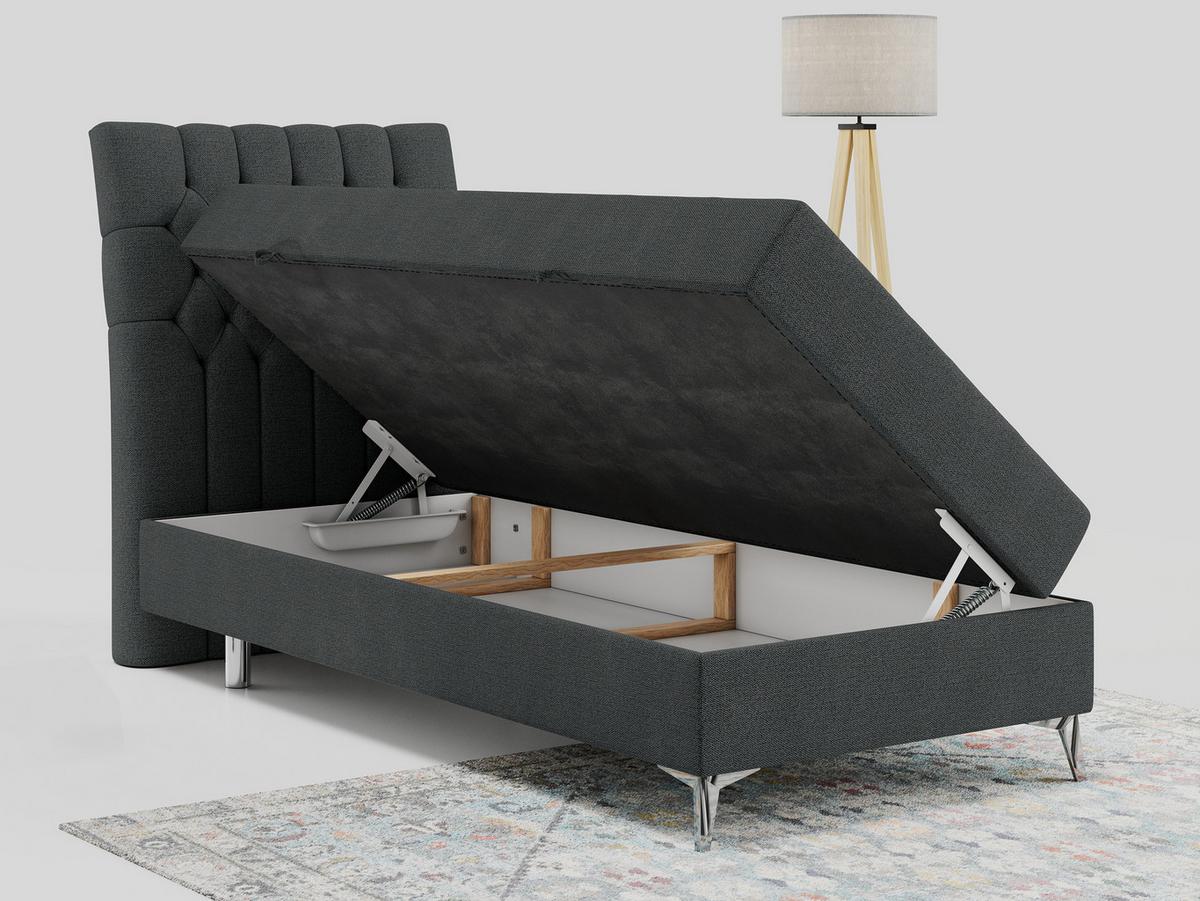 BOXBETT MILEN 90/200 Dunkelgrau Struktur - H3 - Links Seite - Dunkelgrau, Holz/Textil (90/200cm) - MKS