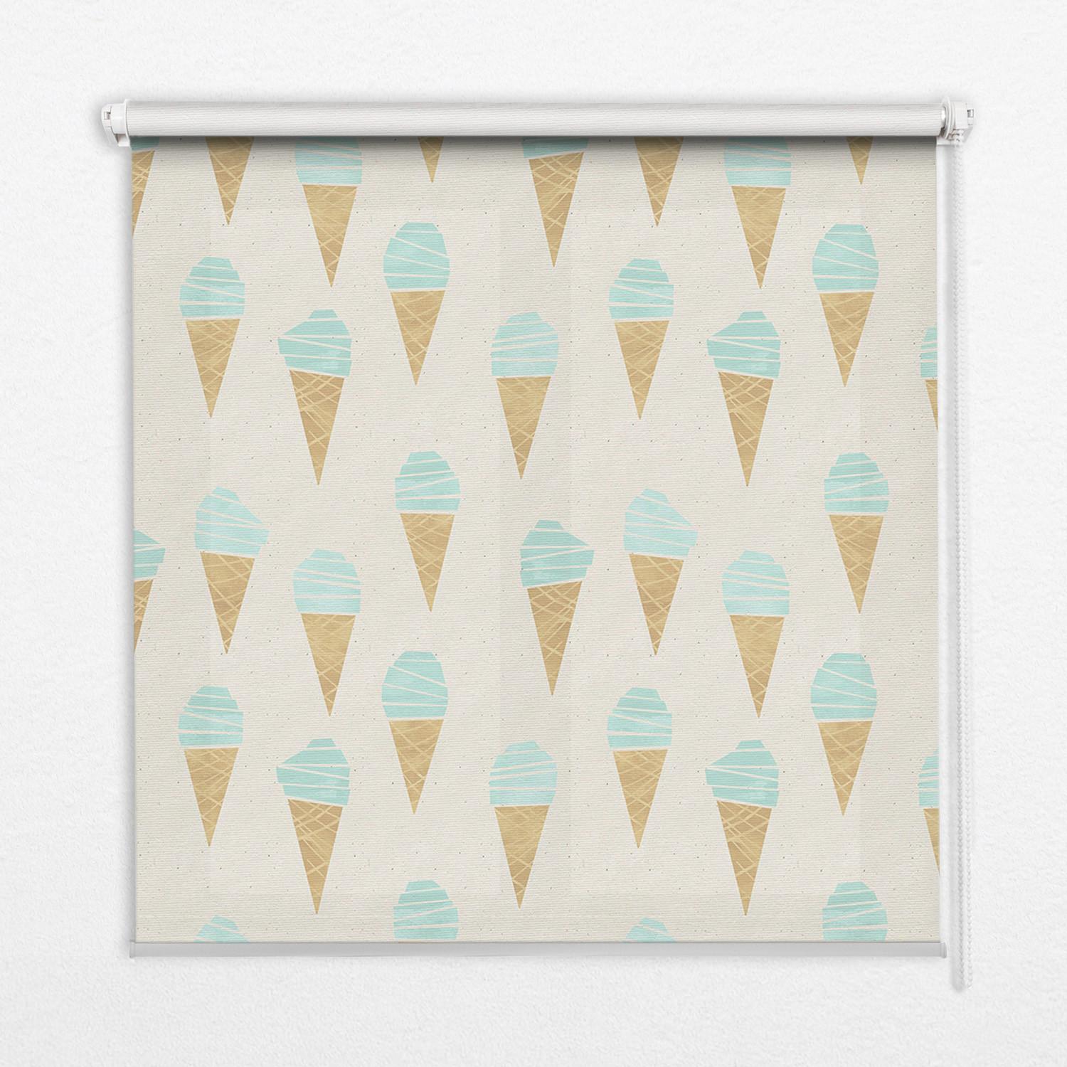 INNENROLLO - Fensterrollo - Rollo - 150x180 cm - Eiscreme in der Waffel - Blau, Kunststoff (150/180/0.5cm) - TULUP