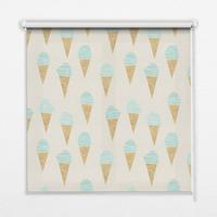 INNENROLLO - Fensterrollo - Rollo - 90x140 cm - Eiscreme in der Waffel - Blau, Kunststoff (90/140/0.5cm) - TULUP