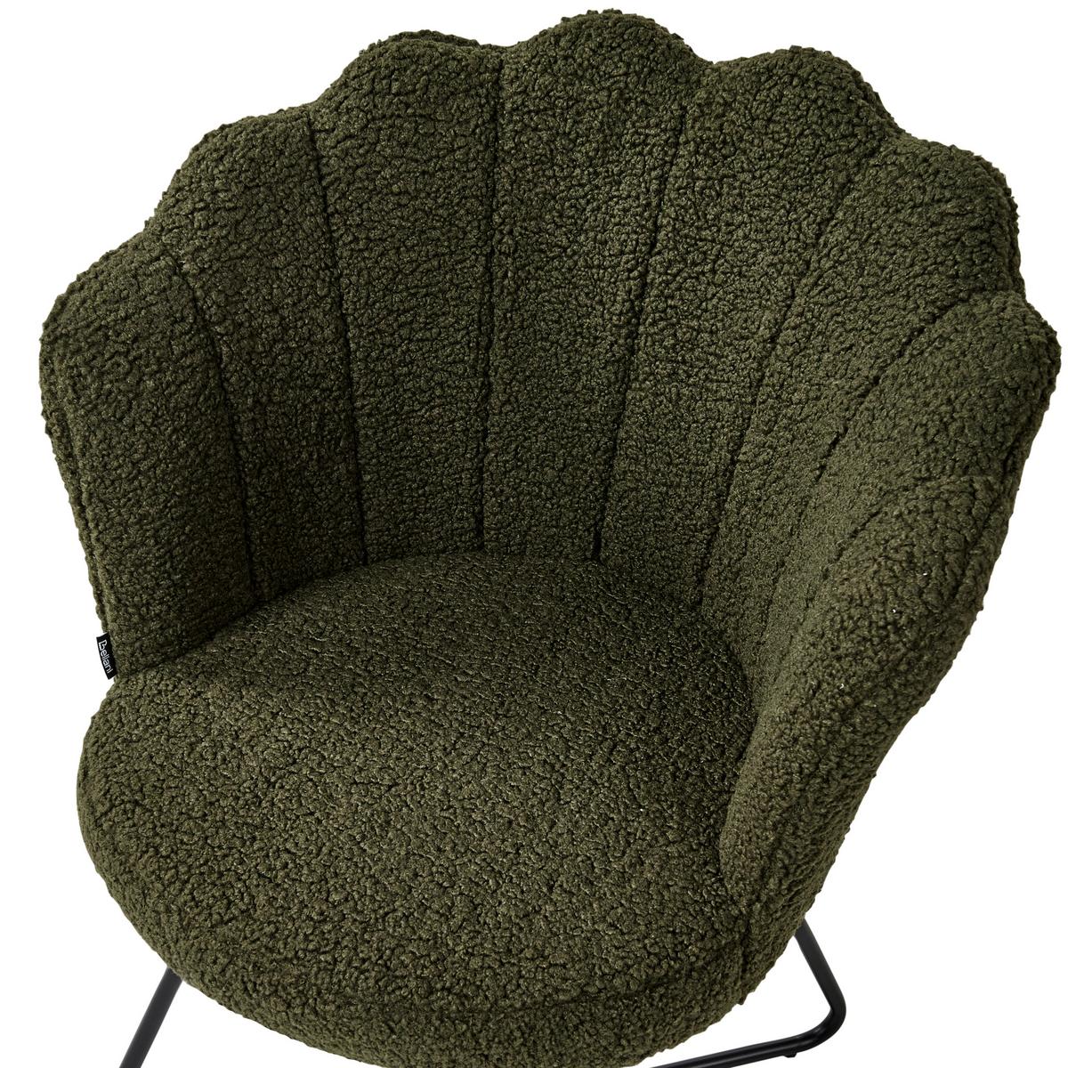 SESSEL Bouclé Dunkelgrün Lovelock - Schwarz/Grün, Textil (67/86/70cm) - Beliani