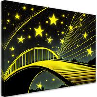 WANDBILD sterne brücke abstrakt neon - Gelb, Textil (60/40cm) - Feeby