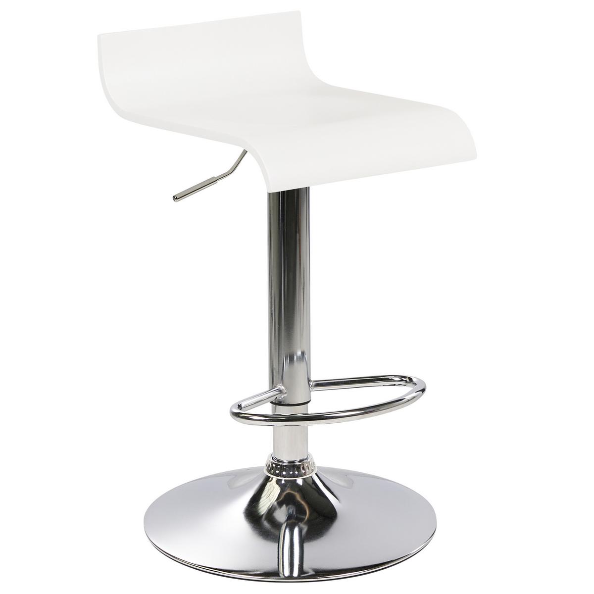 BARHOCKER 2er-Set weiß höhenverstellbar Valencia - Silberfarben/Weiß, Holzwerkstoff (42/90/42cm) - Beliani