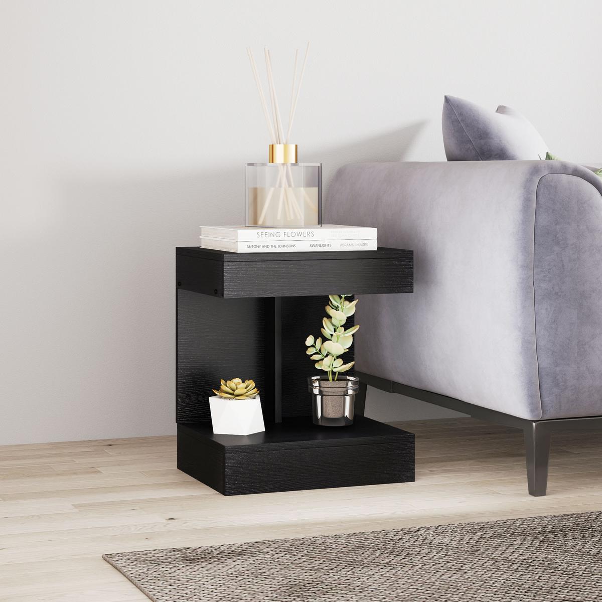 NACHTTISCH mit Schubladen, 40 x 30 x 46 cm, Schwarz - Schwarz, Holzwerkstoff (30/46/40cm) - HOMCOM