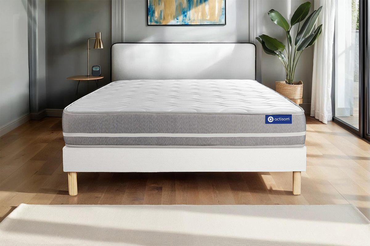 BETT Actimemo touch Memory-Schaum 80 x 200 cm h1 - Kit Bettgestell Weiß - Beige/Weiß, Karton/Holz (80/200cm) - ACTISOM