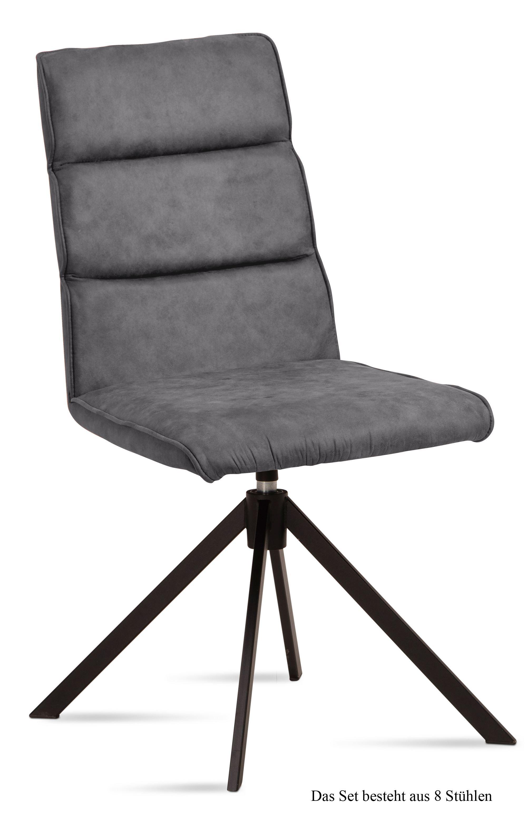 ESSZIMMERSTUHL drehbar (8er-Set) Deedea 47x92x60 Schwarz/Grau - Schwarz/Grau, Kunststoff (60/92/47cm) - 58aufmkessel