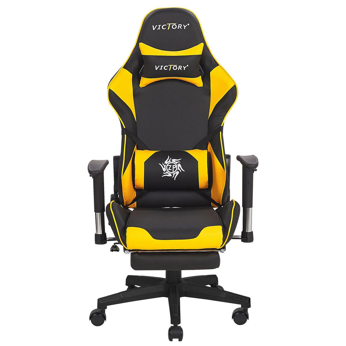 GAMINGSTUHL Kunstleder Schwarz/Gelb Victory - Schwarz, Kunststoff/Textil (55/124/60cm) - Beliani