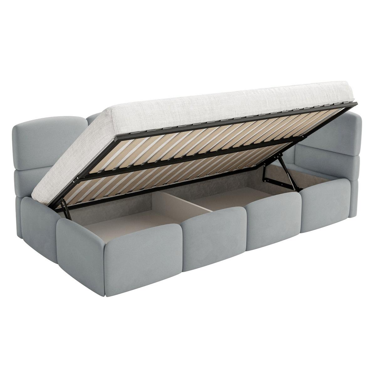 JUGENDBETT Cloudy Grau 120 cm, Easy-Clean-Velours - Schwarz/Grau, Kunststoff/Textil (120/200cm) - Selsey