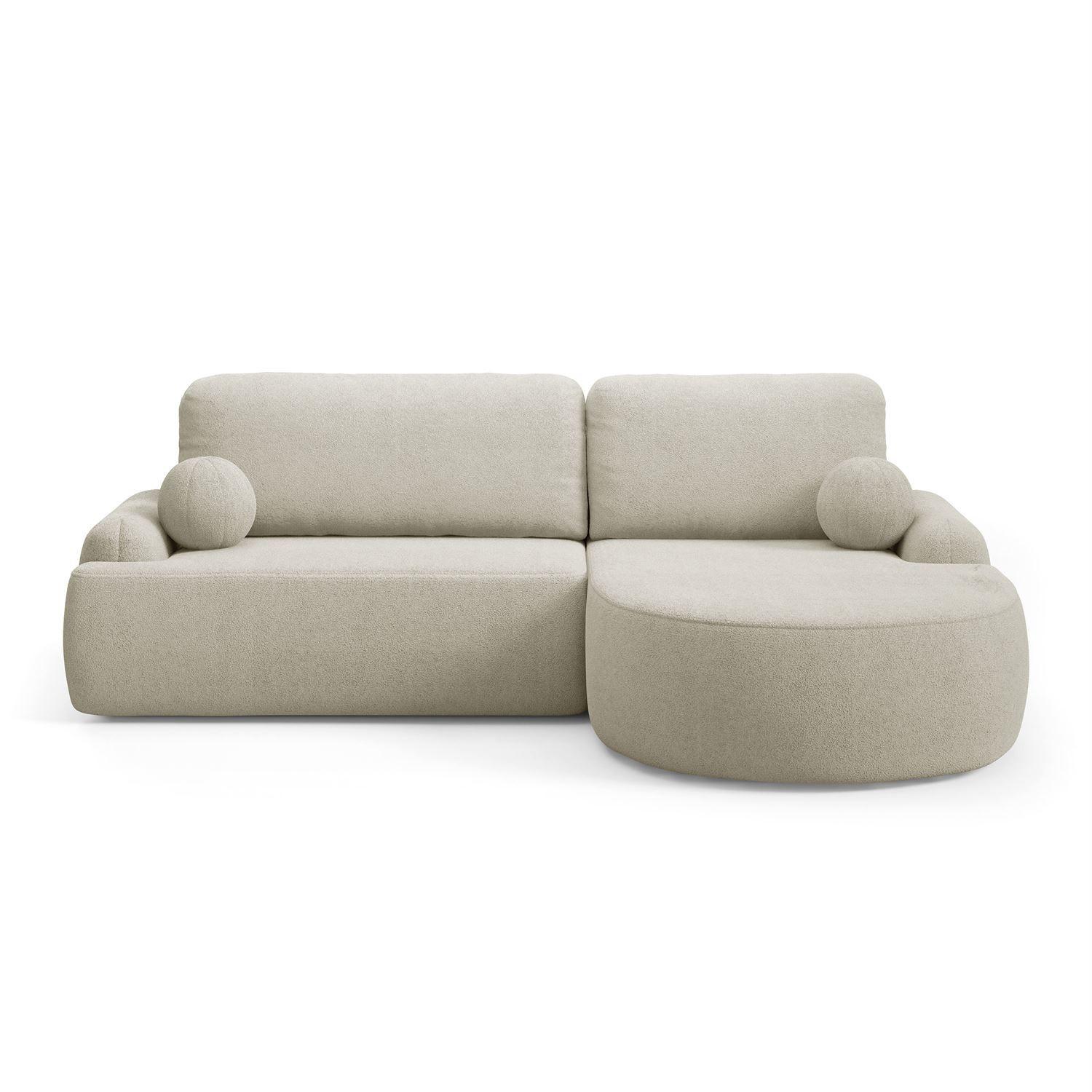 ECKSOFA CLEO mit Schlaffunktion Version Rechte QUELLE 03 - Ecru, Kunststoff (264/172cm) - Lookway
