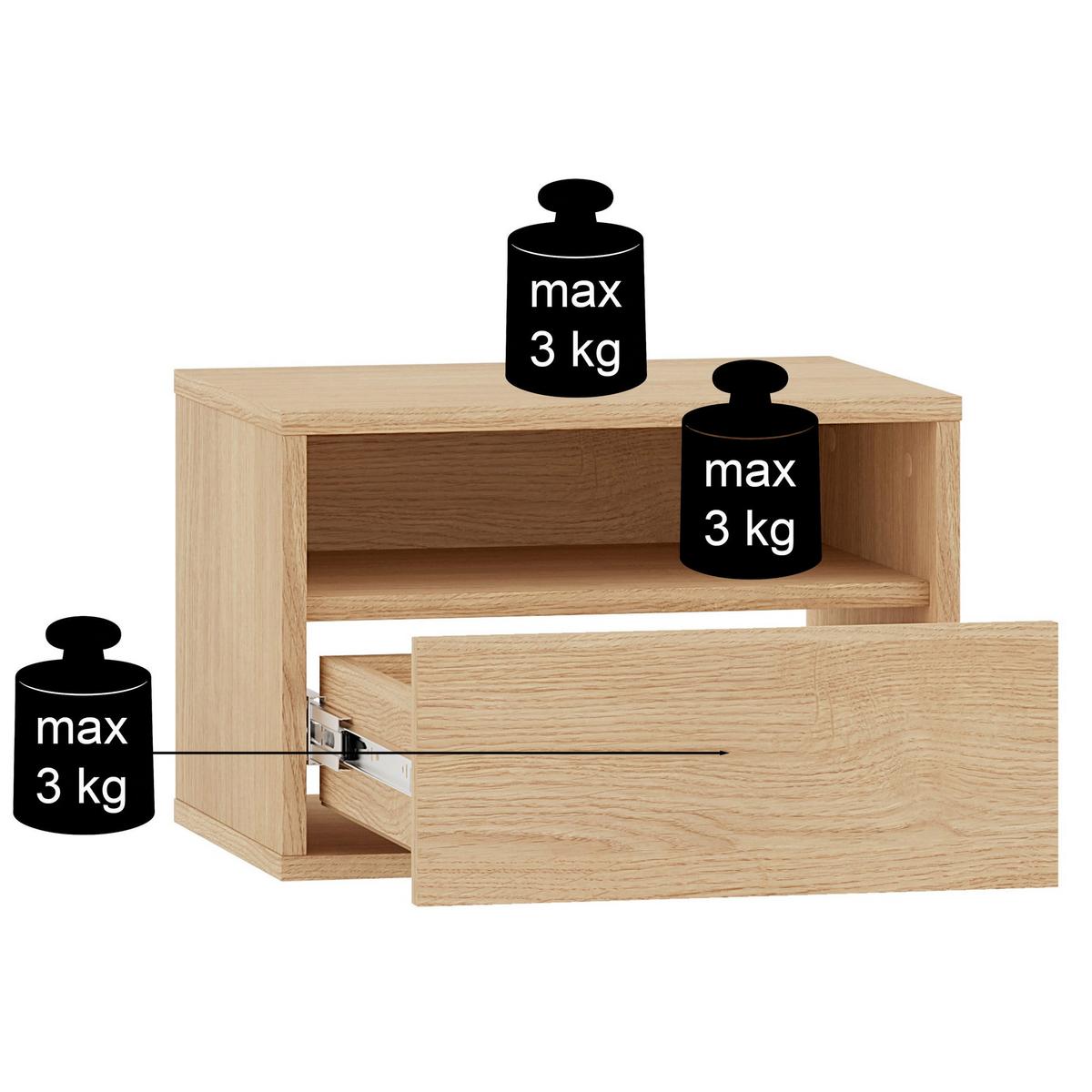 NACHTTISCH HEGGERS Eiche Dunin 45 cm - Dunkelbraun/Goldfarben, Holzwerkstoff (45/30/33cm) - Selsey