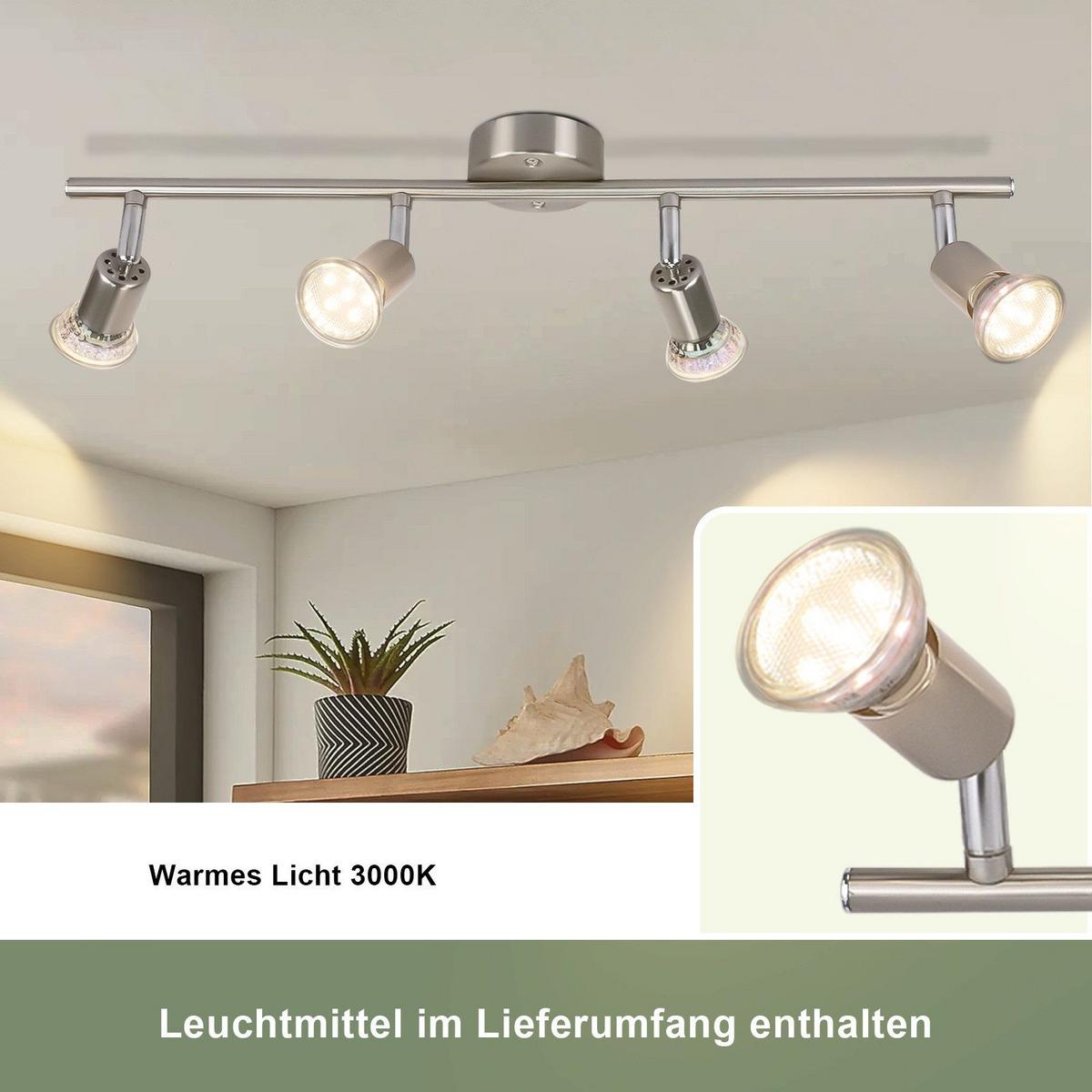 DECKENSTRAHLER 4-flammig Levin 54/15/3.2cm - Silberfarben, Metall (54/15/3.2cm) - Nettlife