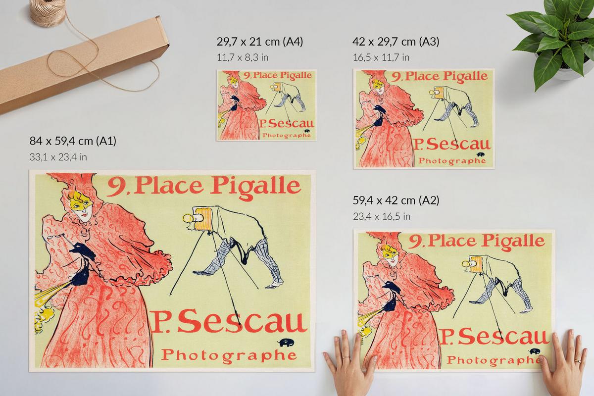 POSTER - 29x21 cm (A4) - Henri de Toulouse-Lautrec - Der Fotograf Sescau - Rot, Textil (29.7/21/0.1cm) - TULUP
