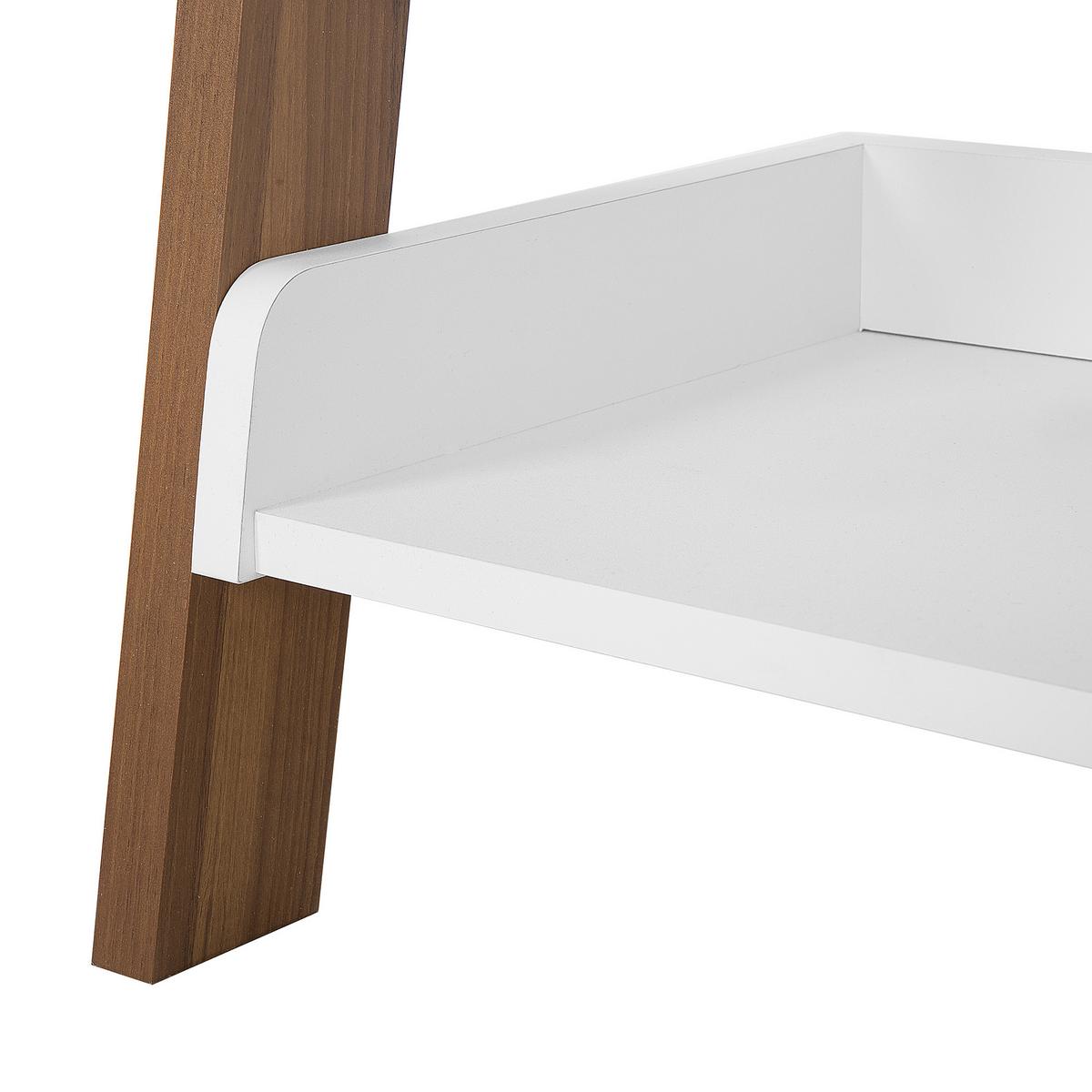 BÜCHERREGAL 5 Fächer Dunkler Holzfarbton/Weiß Mobile Trio - Weiß, Holzwerkstoff (65/164/32cm) - Beliani