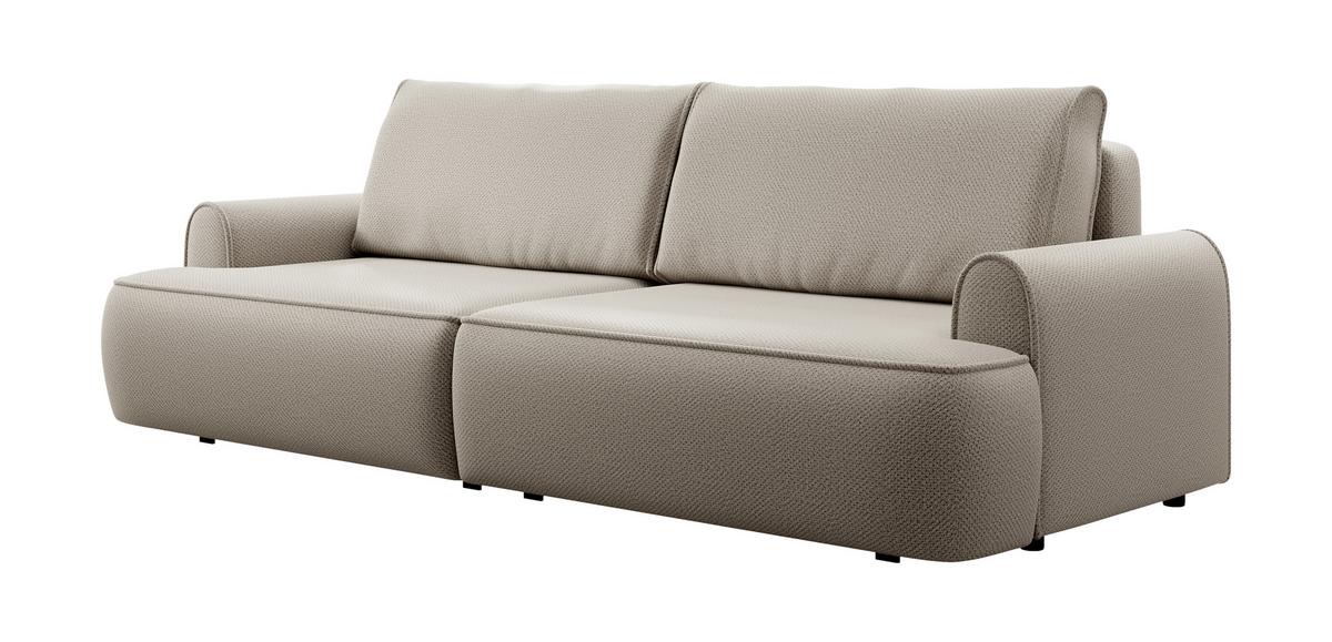 BETTSOFA MARE Beige Plüsch-Stoff mit Schlaffunktion - Beige, Textil (102/85/250cm) - MASSENO